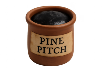 Traditional pine pitch in clay pot for woodworking