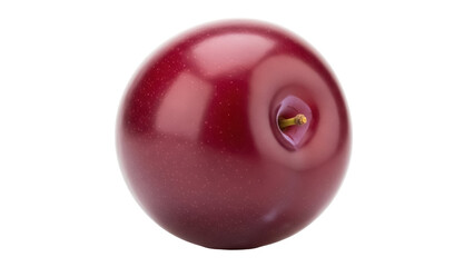 Isolated plum fruit, single vivid ripe plum against a plain backdrop, close-up, studio shot