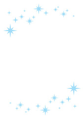 水色のキラキラ光る星のフレーム