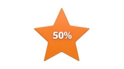 Isolated orange star with the inscription 50 percent to advertise sales and promotions