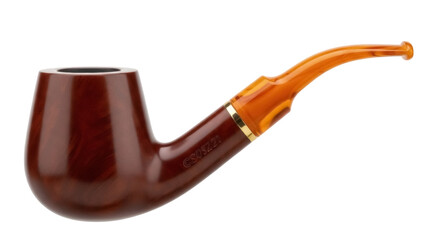 Isolated smoking pipe in studio is made with briar wood and acrylic stem for tobacco use