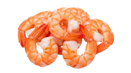 Isolated cooked shrimp pile or heap, ready to eat and serve as hors d'oeuvres or appetizer