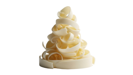 Isolated decorative curl of white chocolate for desserts or pastries, gourmet food design