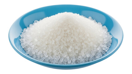 Isolated bowl full of white granulated sugar, sweet condiment for beverage and food