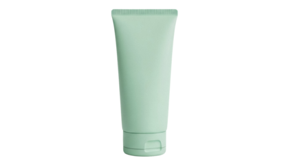 Isolated light green cosmetic tube for cream or gel; product shot for beauty and skincare