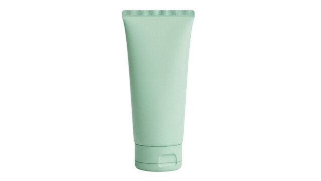 Isolated light green cosmetic tube for cream or gel; product shot for beauty and skincare