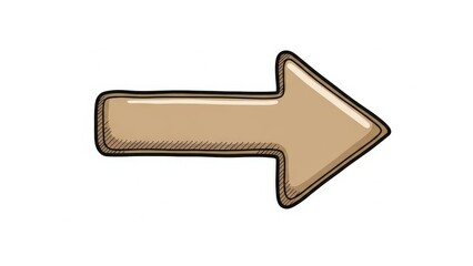Rightward Beige Arrow Graphic Illustration Signifying Direction.