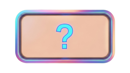 Isolated question mark on beige object, a simple concept in blue, 3D rendered on a plane surface