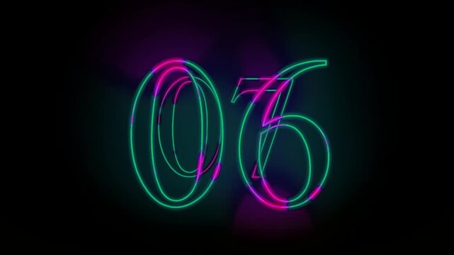 Glowing New Year Countdown Timer 10 to 0 Seconds Alpha Channel