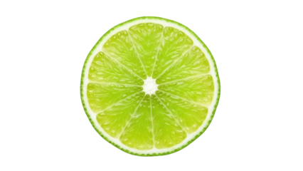Isolated slice of green lime fruit, healthy food and ingredient for juice or lemonade