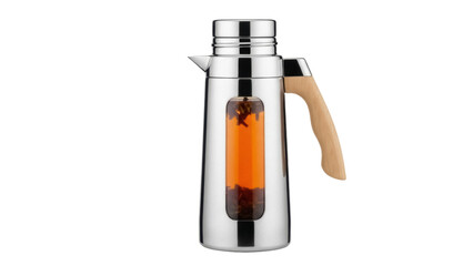 Isolated modern teapot with tea brewing, designed for brewing fresh tea, perfect gift