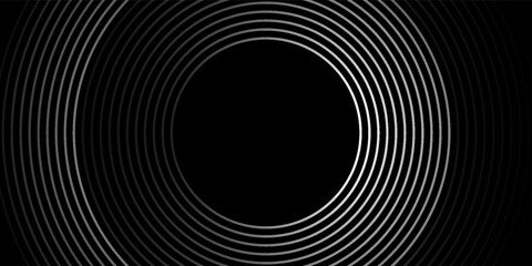 3D silver lines techno abstract background overlap layer on dark space with circles effect decoration. Modern graphic design element stripes style concept for web banner, flyer, card or brochure cover