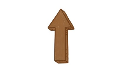 Upward Cardboard Arrow Graphic on White Background.