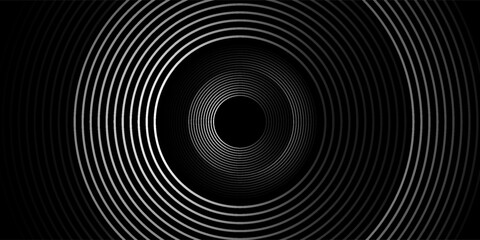 3D silver lines techno abstract background overlap layer on dark space with circles effect decoration. Modern graphic design element stripes style concept for web banner, flyer, card or brochure cover