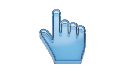 Isolated blue click finger cursor, computer interface element for pointing and selecting