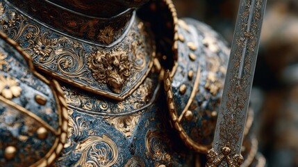 Ornate historical armor with detailed metalwork