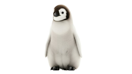 Isolated Penguin Chick Stands in a Studio for Portrait Photo Shoot. Bird Close Up View