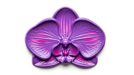 Vibrant Purple Orchid Bloom on White Background.
