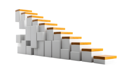 Block Staircase, isolated on transparent background