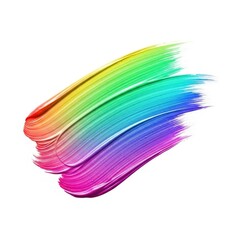 Vibrant Rainbow Paint Stroke on White Background.