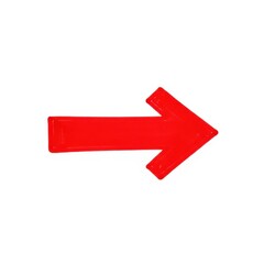 Vibrant Red Arrow Icon Pointing Right on White Background.