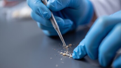 hands holding test tube rack in clean lab macro view with pipette drops and petri dish focus