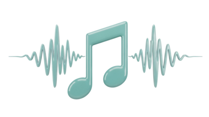 Isolated teal musical note with equalizer for audio and music design and advertising element