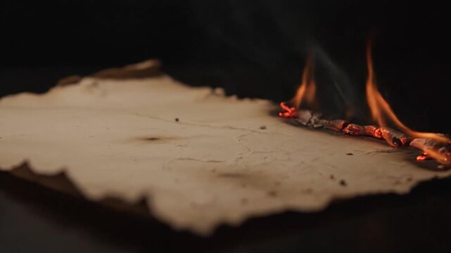 Cinematic Paper Texture Burning Embers Background - Historical Documentary Grunge Opener