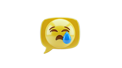 Crying Emoji in a Speech Bubble on White Background