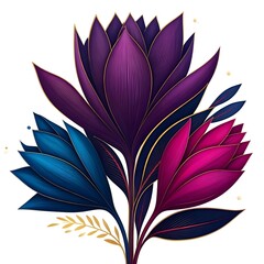 Vector illustration with beautiful abstract flowers on a white background.