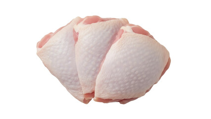 Isolated Three raw chicken thighs on a table ready to be cooked for dinner at a restaurant