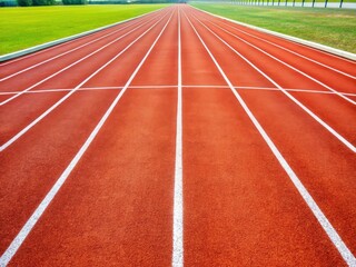 Fototapeta premium Athletic track lane with white line and finish line