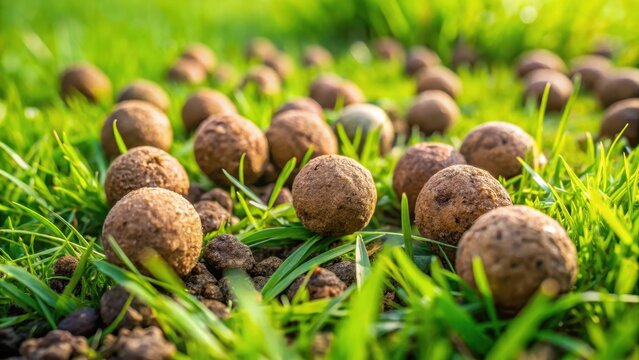 Seed bombs on green grass