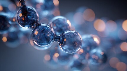 Abstract molecule structure with glowing blue spheres