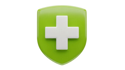 Fototapeta premium Isolated emblem of health care shield with medical cross symbol, emergency safety concept
