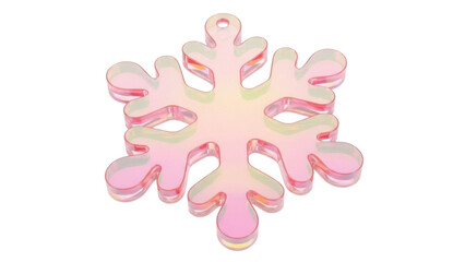 Isolated pink transparent snowflake, Christmas decoration, festive season ornament, glossy, art