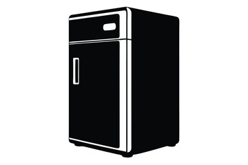 refrigerator silhouette line art vector illustration