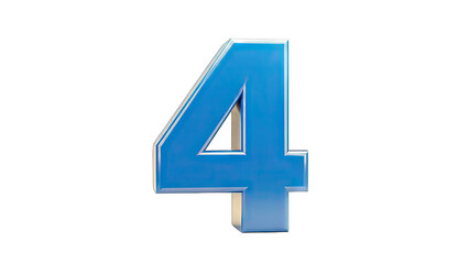 Fototapeta premium Blue Number 4 Isolated on White Background