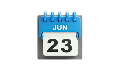 Calendar Showing June 23rd on White Background