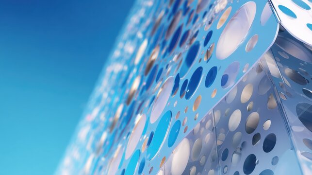 Modern architecture facade with circular cutouts - Powered by Adobe