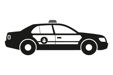 Fototapeta premium police car silhouette line art vector illustration