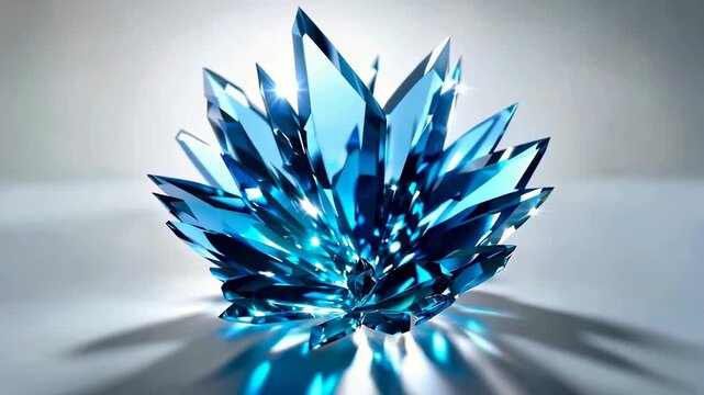 Captivating close-up of a stunning, multifaceted blue crystal formation sparkling and reflecting