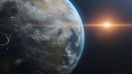 Earth in space sunlight and atmosphere