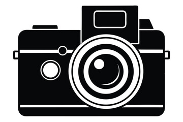 pinhole camera silhouette line art vector illustration