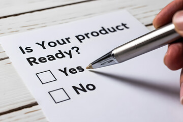 "Is your product ready?" Question on White Paper with Check Boxes Business Concept