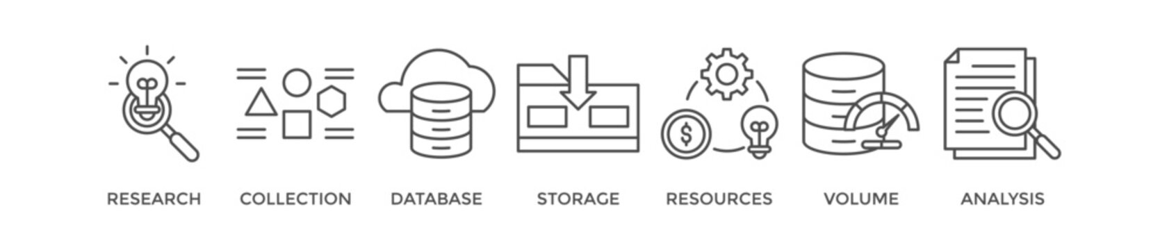Big data banner web icon vector illustration concept with icon of research, collection, database, storage, resources, volume and analysis