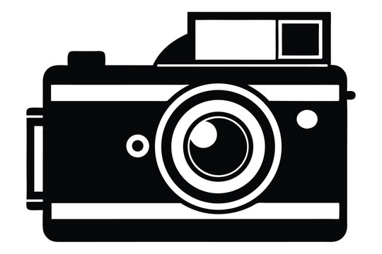 pinhole camera silhouette line art vector illustration