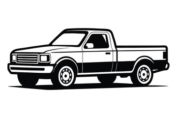 Fototapeta premium pickup truck silhouette line art vector illustration
