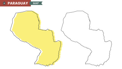 Yellow Paraguay map icon. Line map icon. Vector illustration.