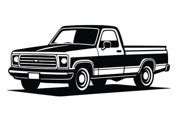 pickup truck silhouette line art vector illustration
